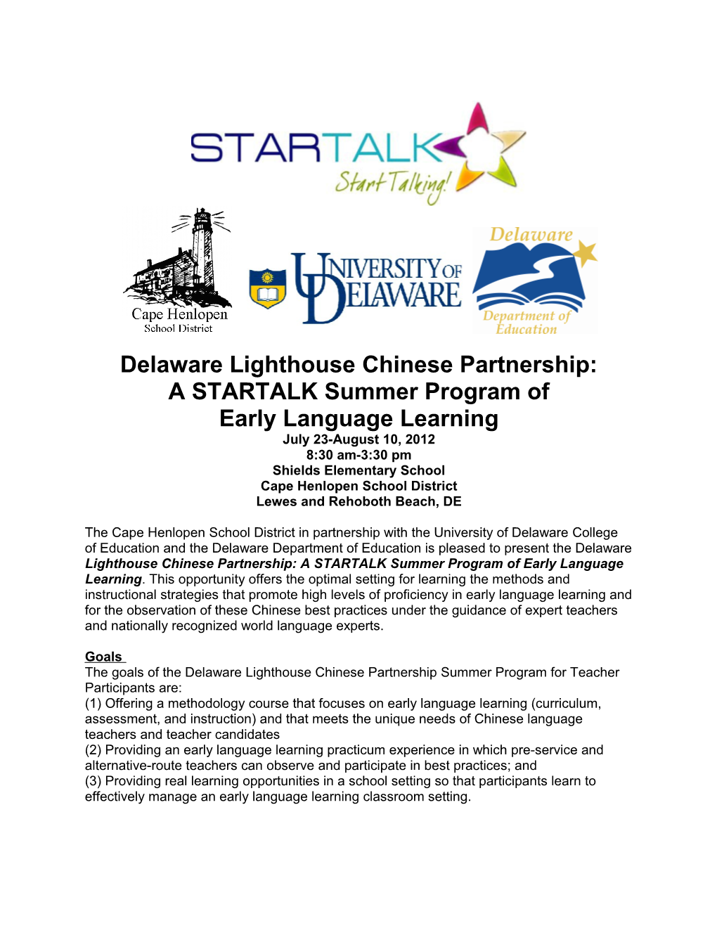 Delaware Lighthouse Chinese Partnership