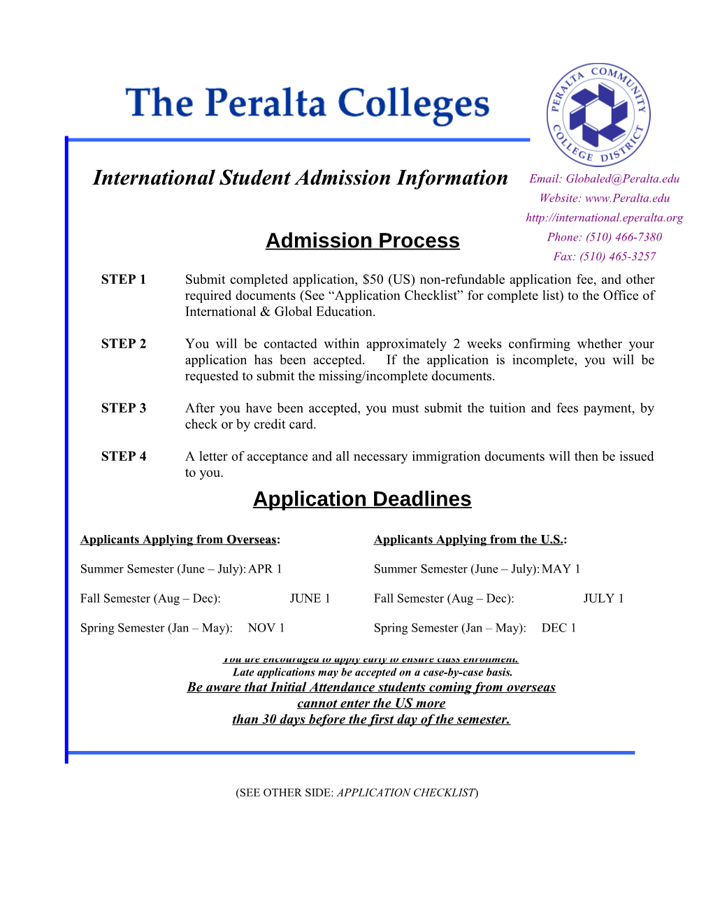 Application for Admission-International Students