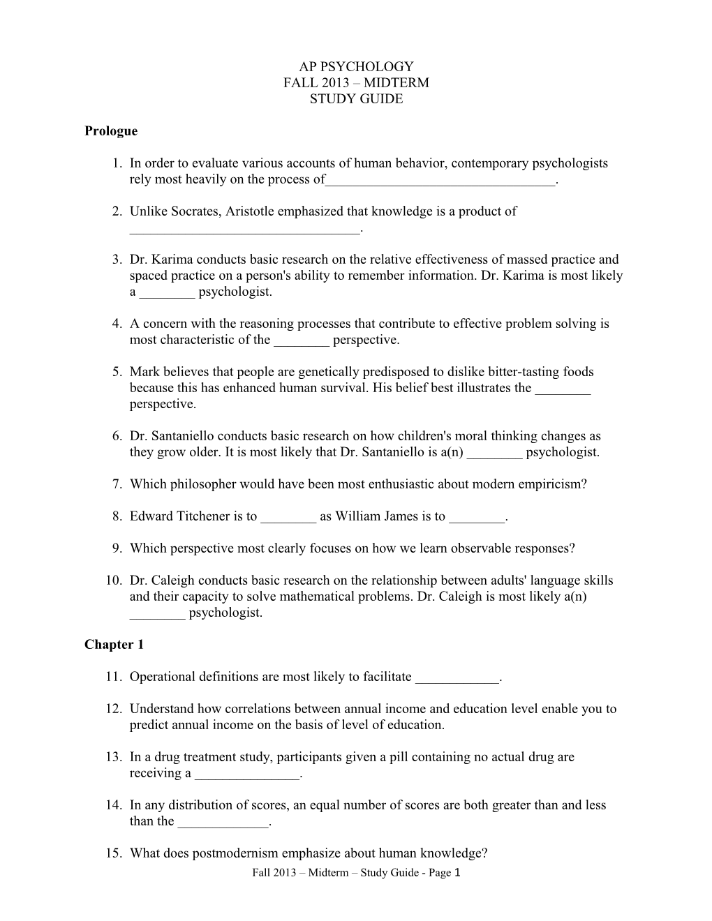 Fall 2013 Midterm Study Guide - Page 1