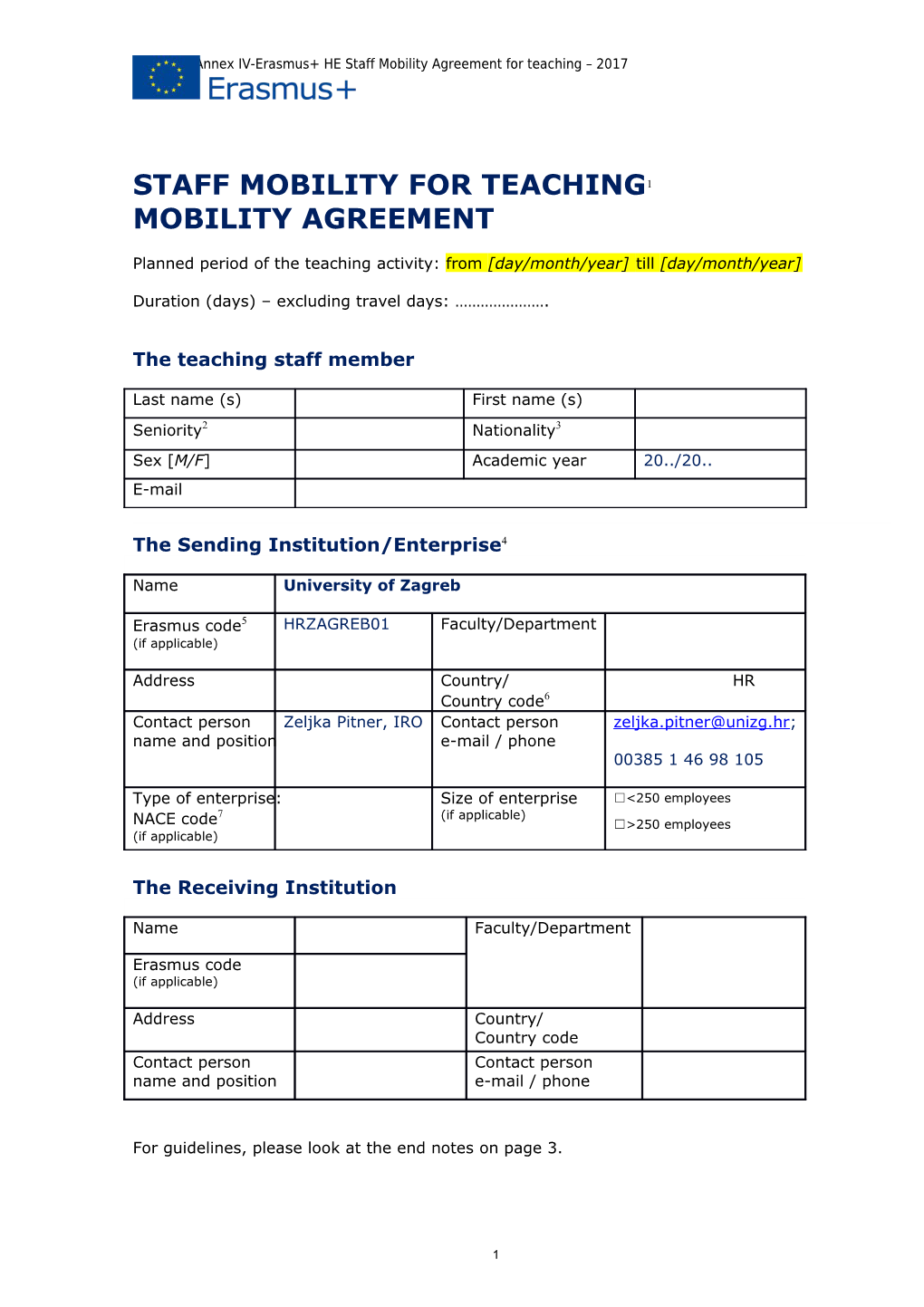 Gfna-II-C-Annex IV-Erasmus+ HE Staff Mobility Agreement for Teaching 2017