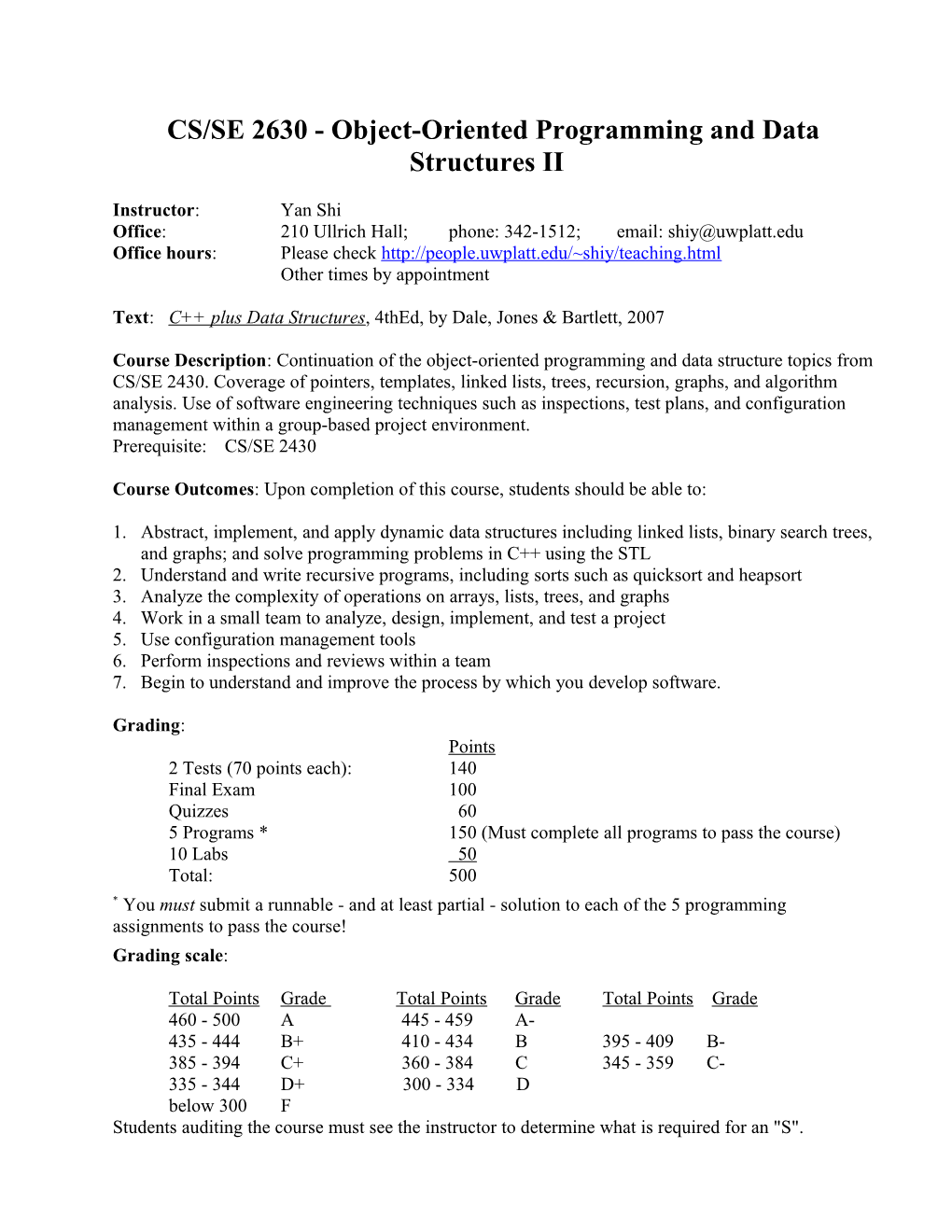 CS 2630 - Object-Oriented Programming and Data Structures II