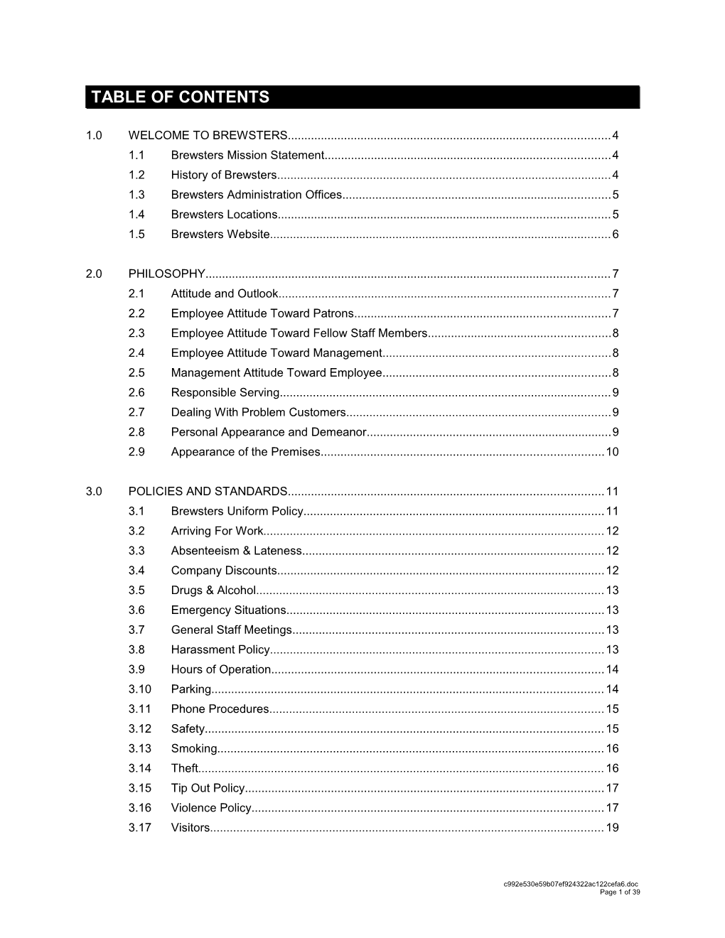 ORIENTATION and POLICY GUIDE