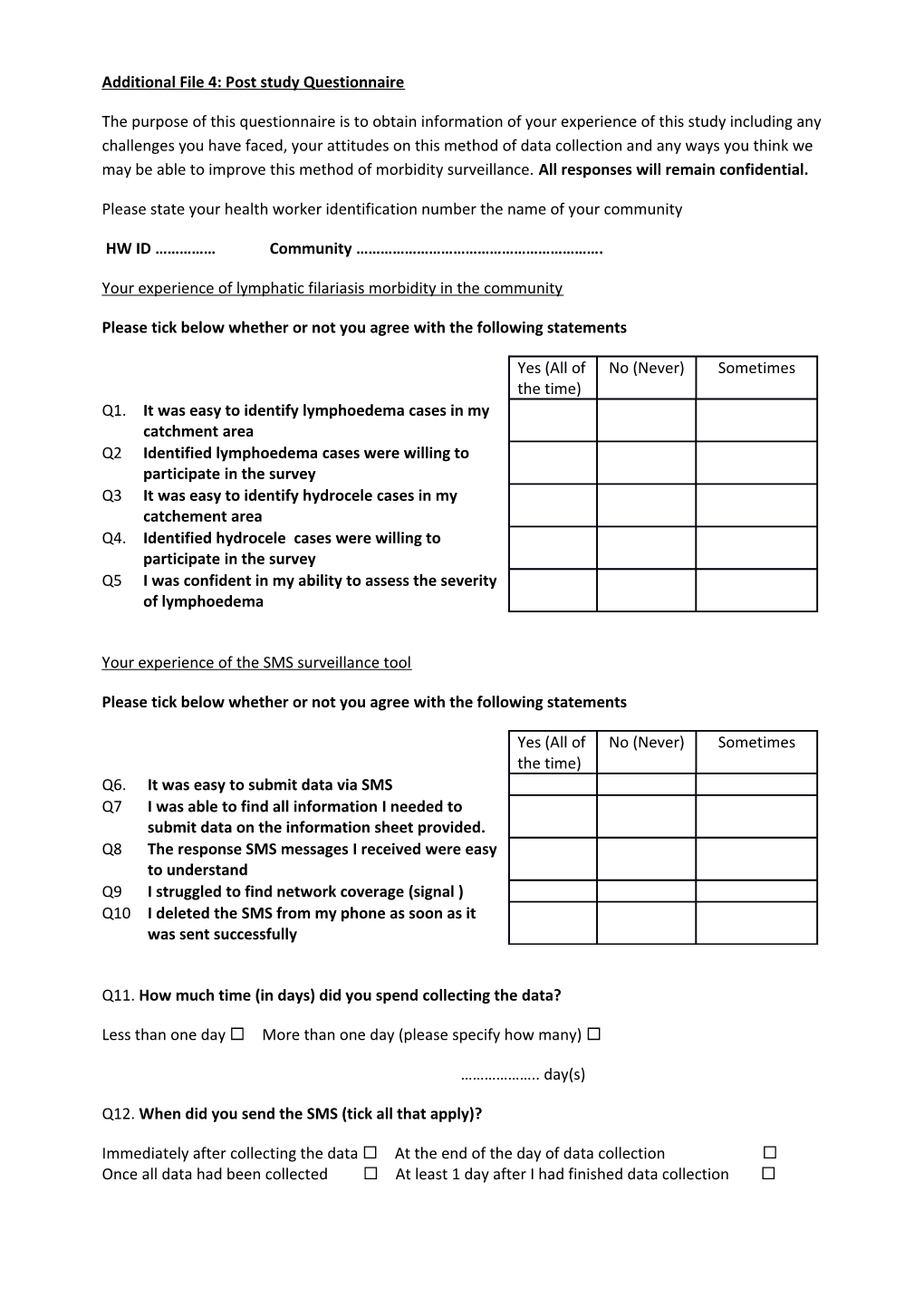 Additional File 4: Post Study Questionnaire