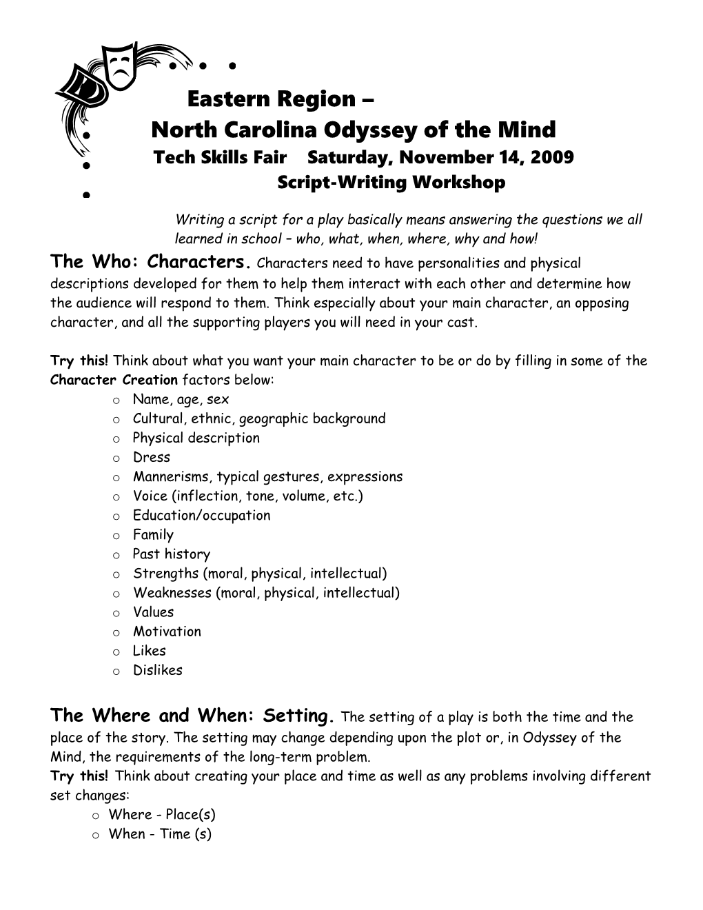 Eastern Region North Carolina Odyssey of the Mind