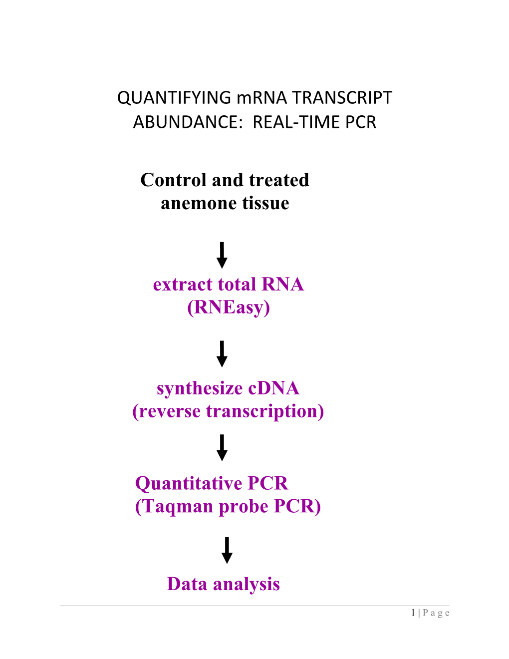 QUANTIFYING Mrna TRANSCRIPT ABUNDANCE: REAL-TIME PCR