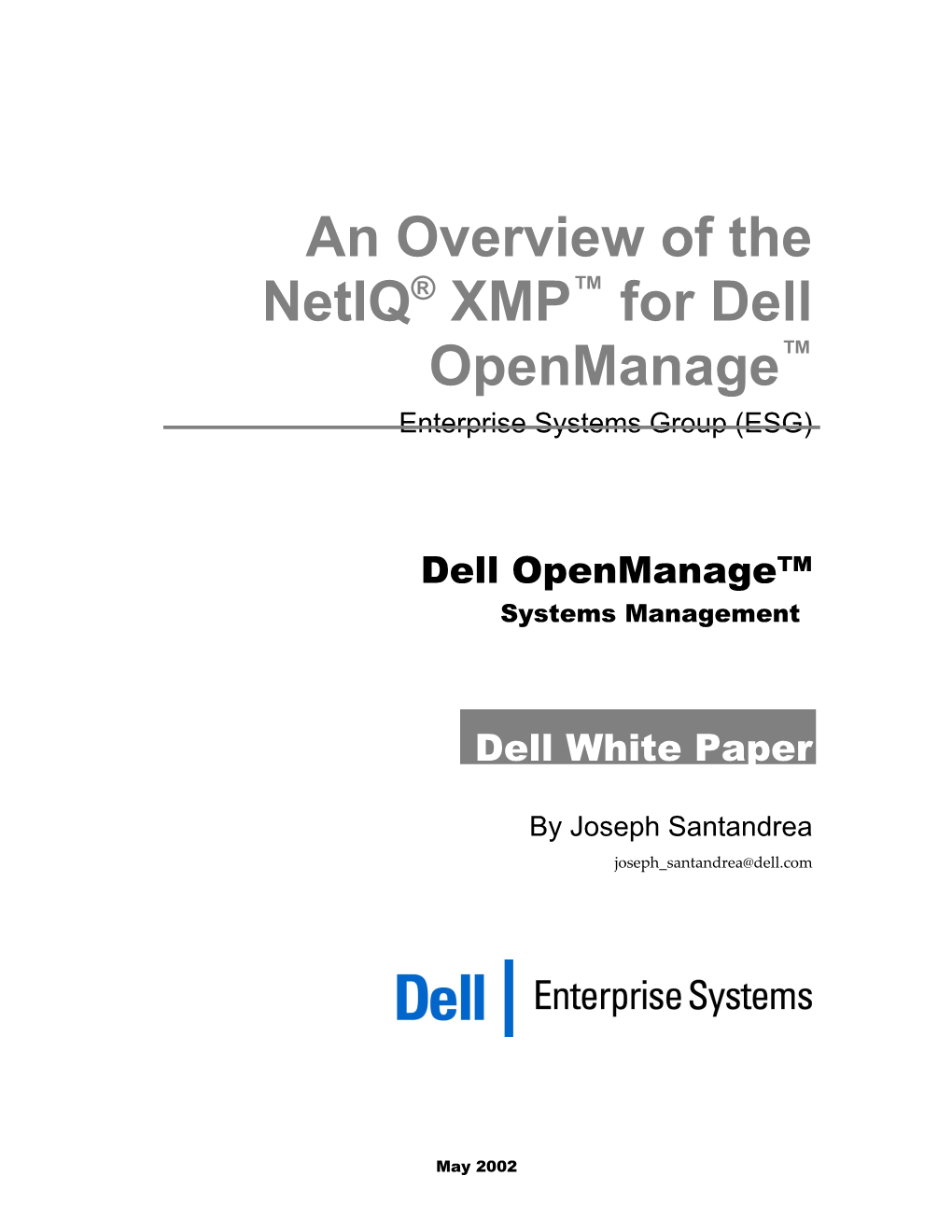 An Overview of the Netiq XMP for Dell Openmanage