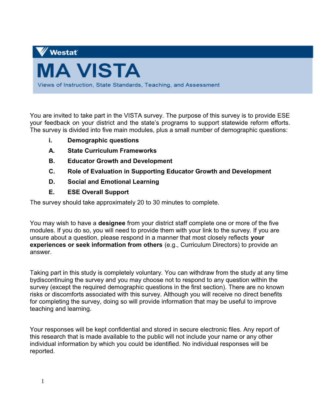 MA VISTA District Survey 2017