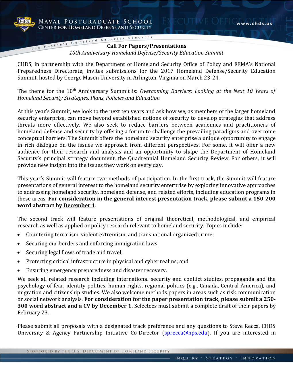 Call for Papers/Presentations