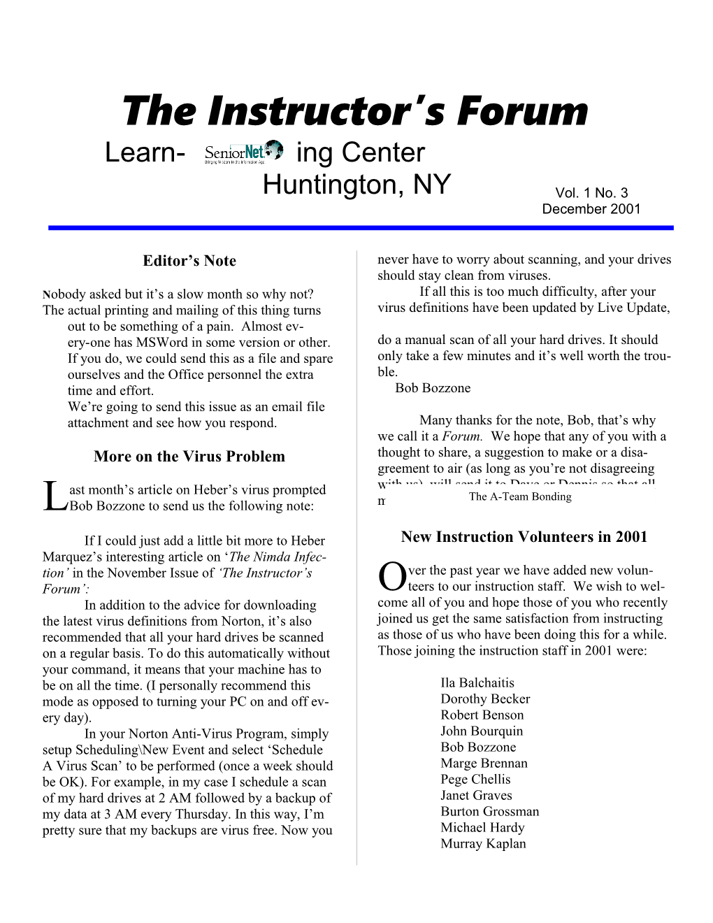 The Instructor S Forum