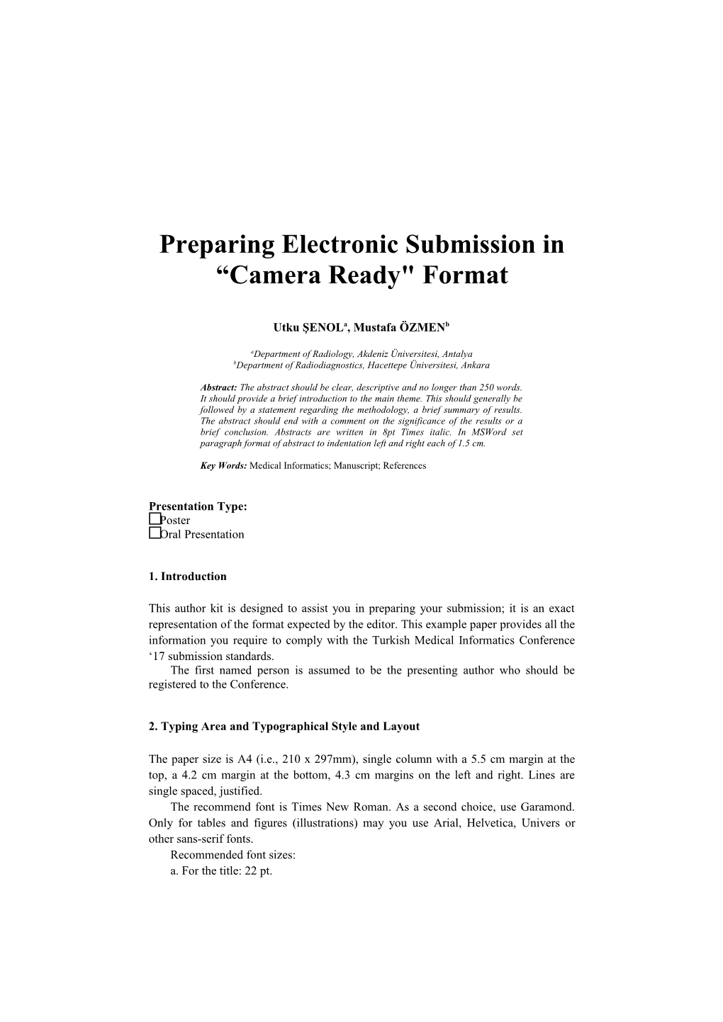Preparing Electronic Submission in Camera Ready Format