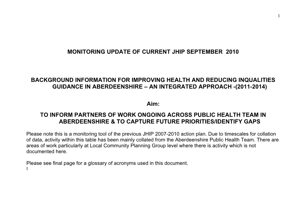 Monitoring Update of Current Jhip September 2010
