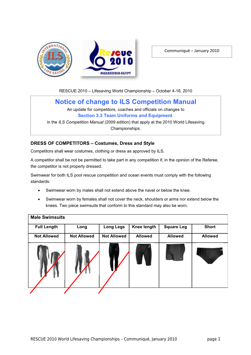 Notice of Change to ILS Competition Manual
