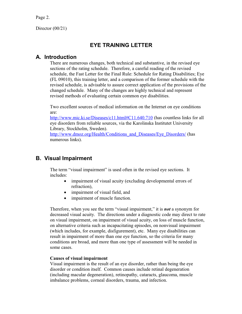 Eye Training Letter