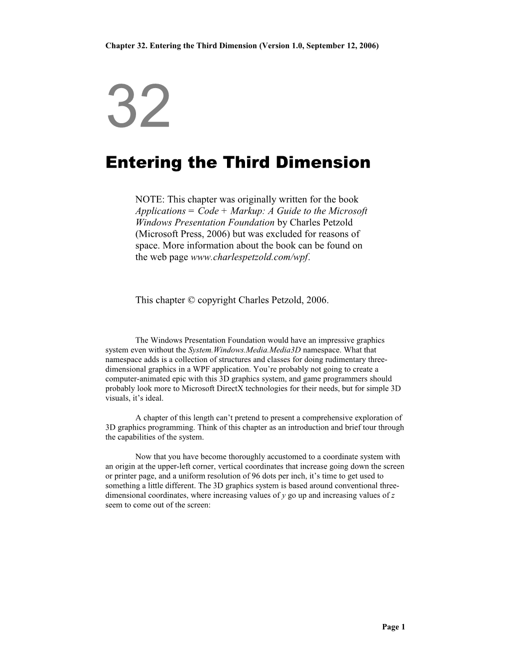 Chapter 32. Entering the Third Dimension (Version 1.0, September 12, 2006)