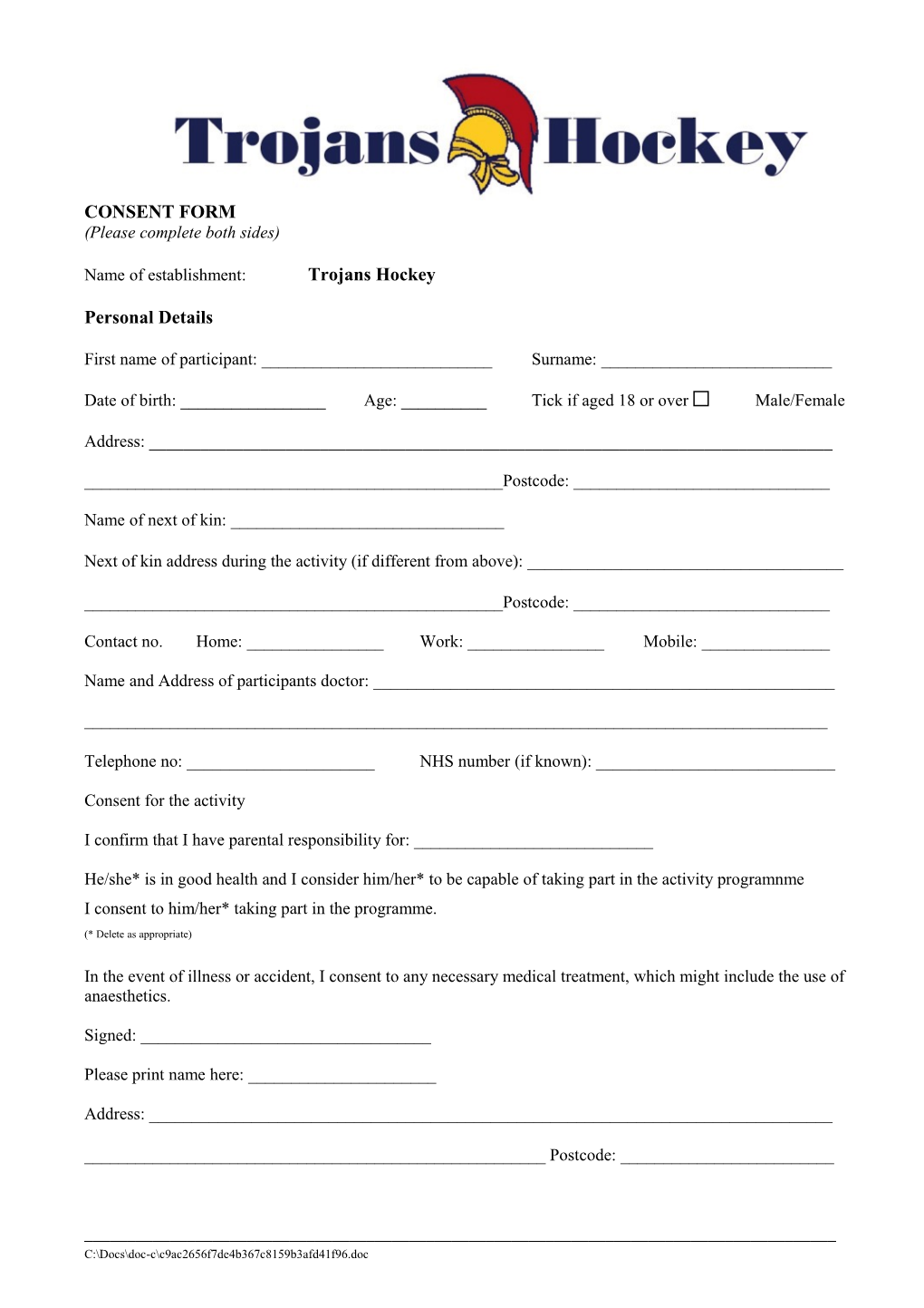 Educational Visit Information and Consent Form