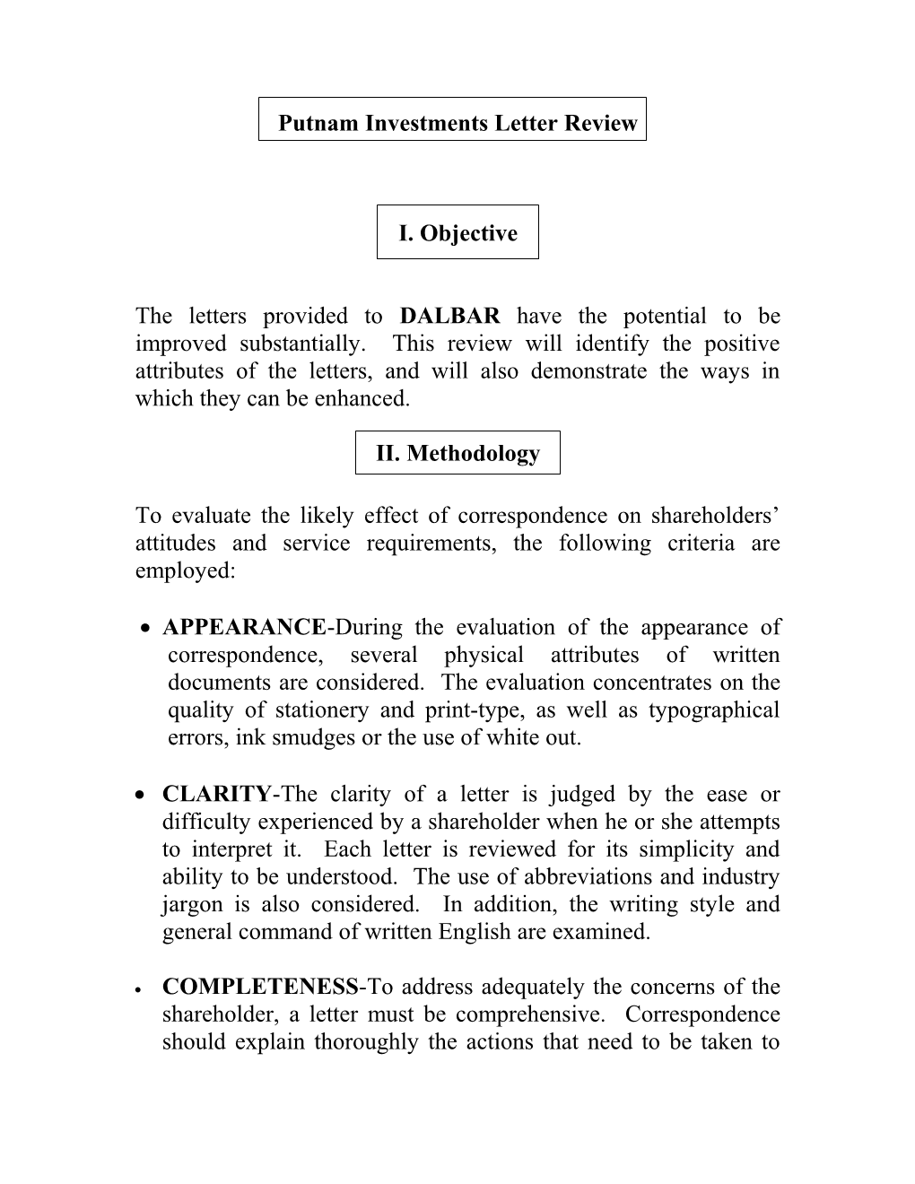 Putnam Investments Letter Review