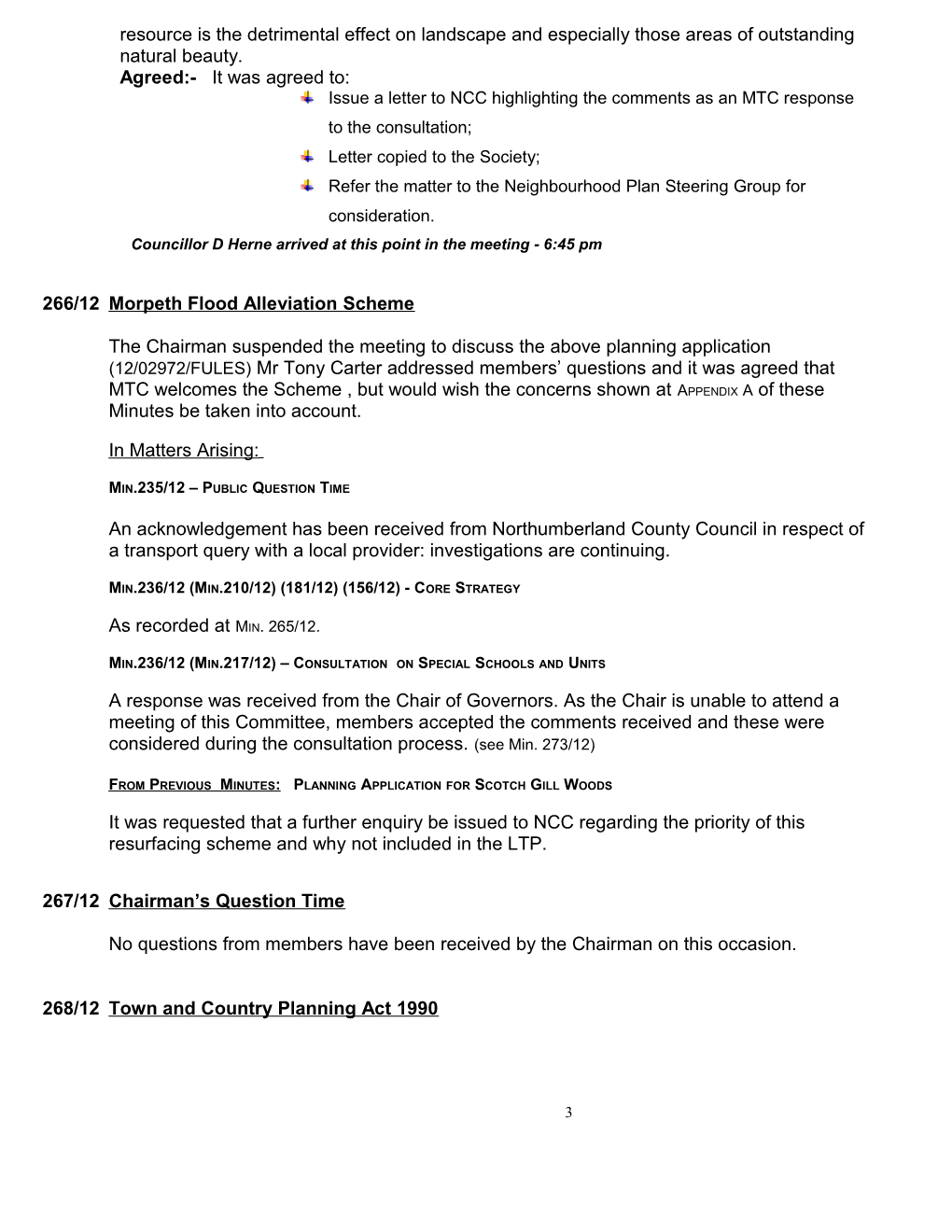 Minutes of Theplanning and Transport Committee Meeting