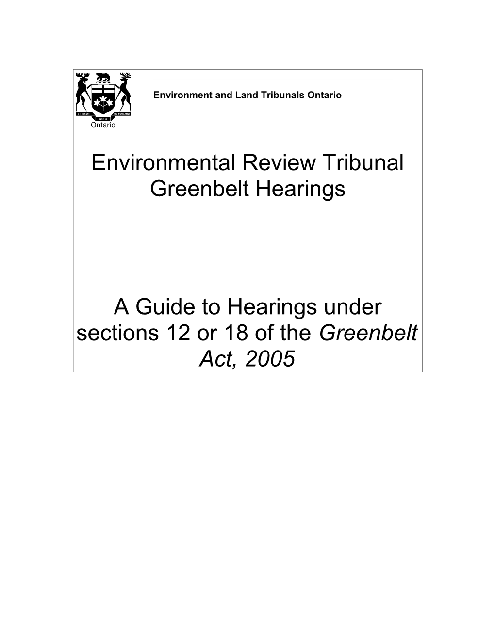 Environmental Review Tribunalgreenbelt Hearings