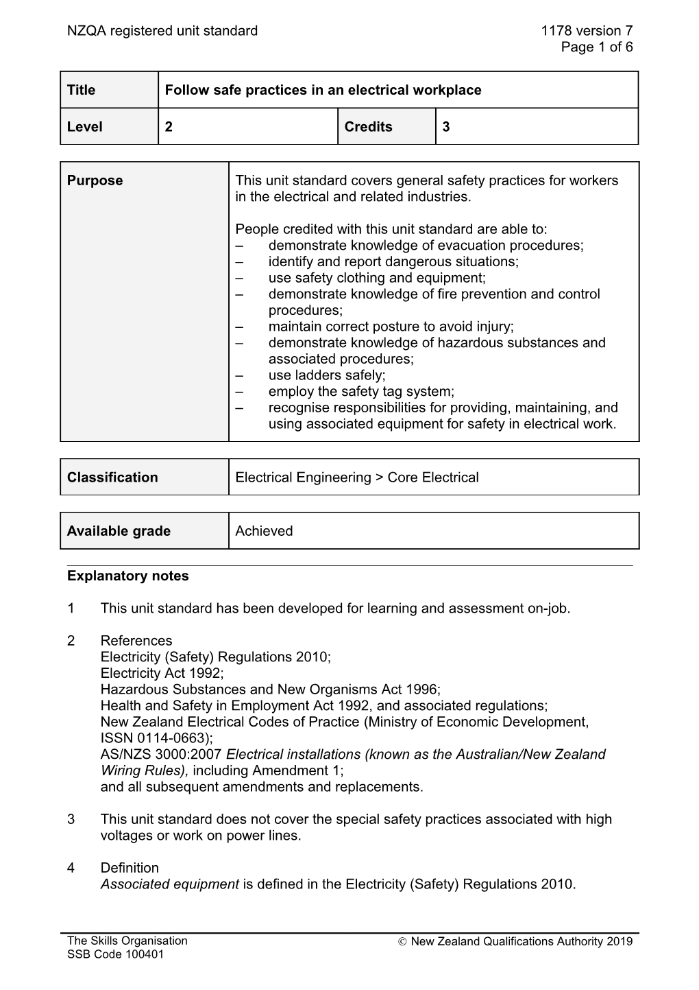 1178 Follow Safe Practices in an Electrical Workplace