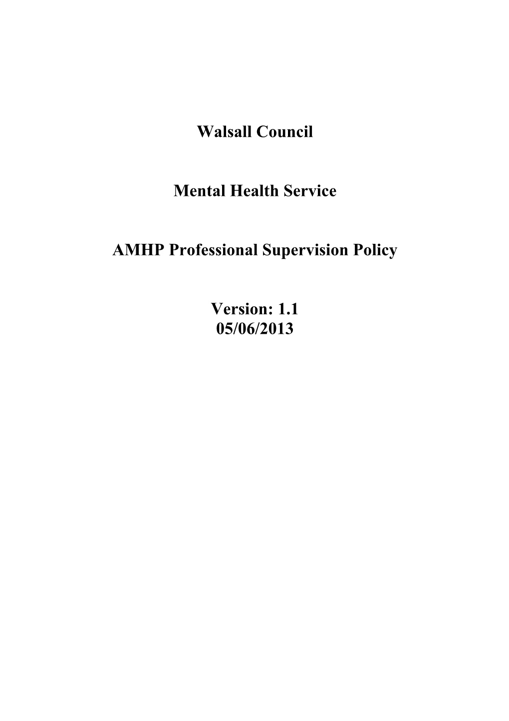 AMHP Professional Supervision Policy