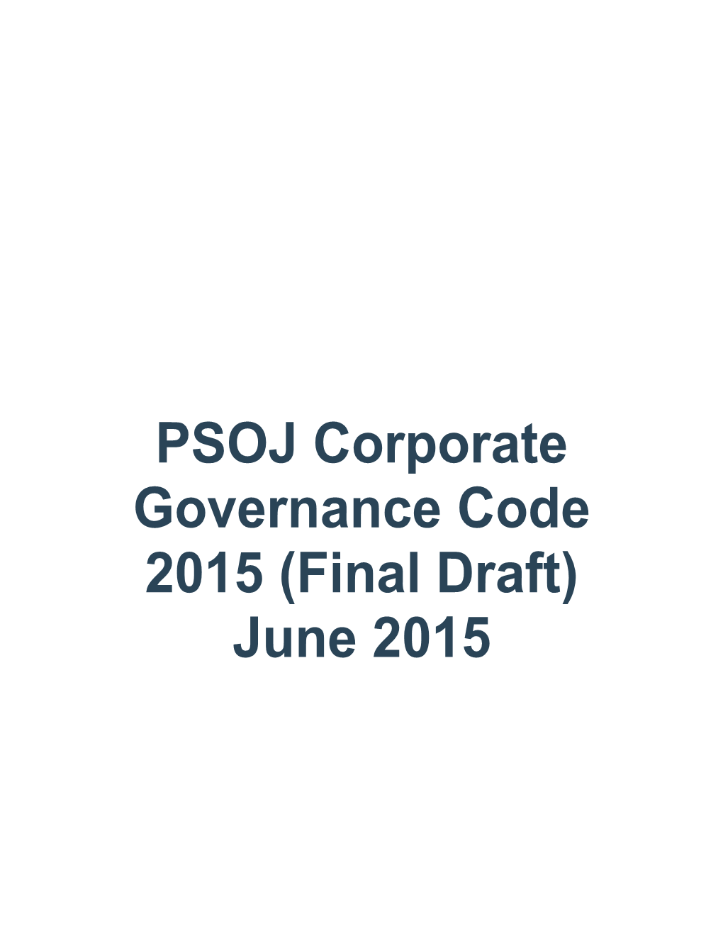 PSOJ Corporate Governance Code 2015 (Final Draft)