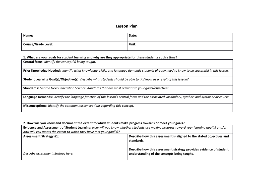 Note: Add More Assessment Strategy Boxes Here If Needed