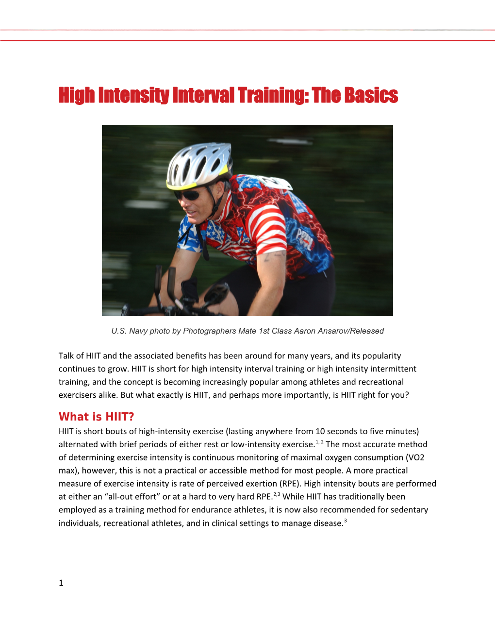 High Intensity Interval Training: the Basics