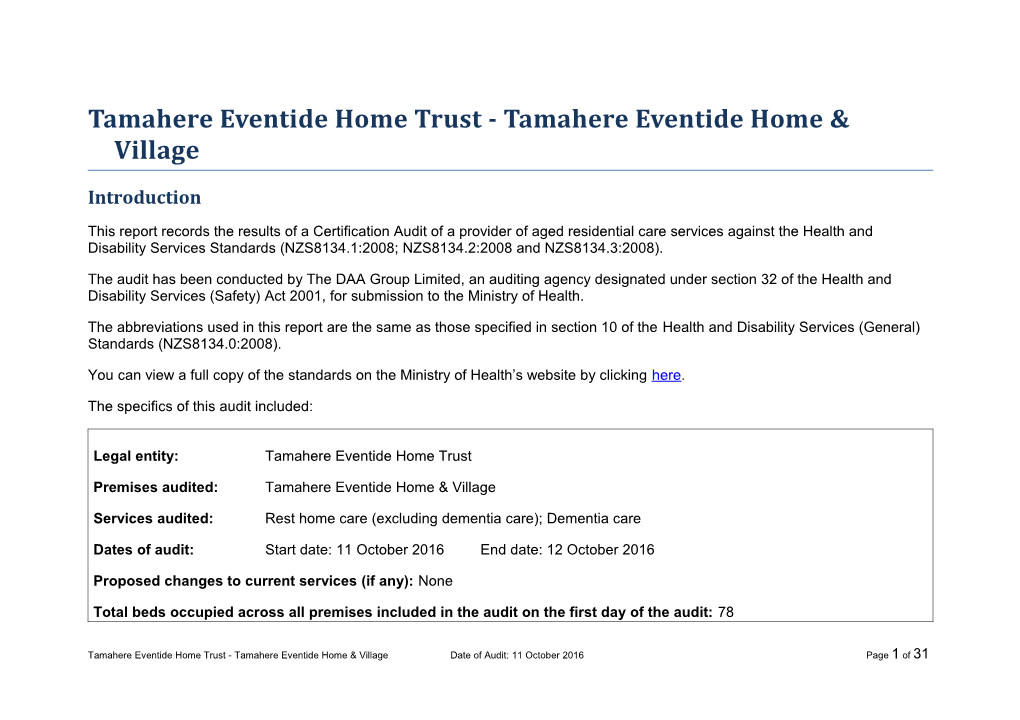 Tamahere Eventide Home Trust - Tamahere Eventide Home & Village