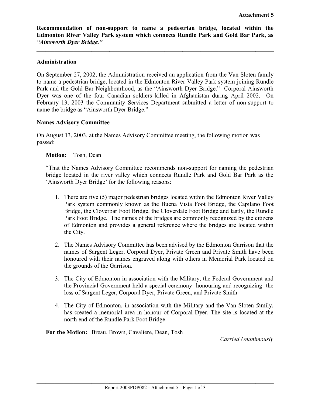Report for Executive Committee September 17, 2003 Meeting