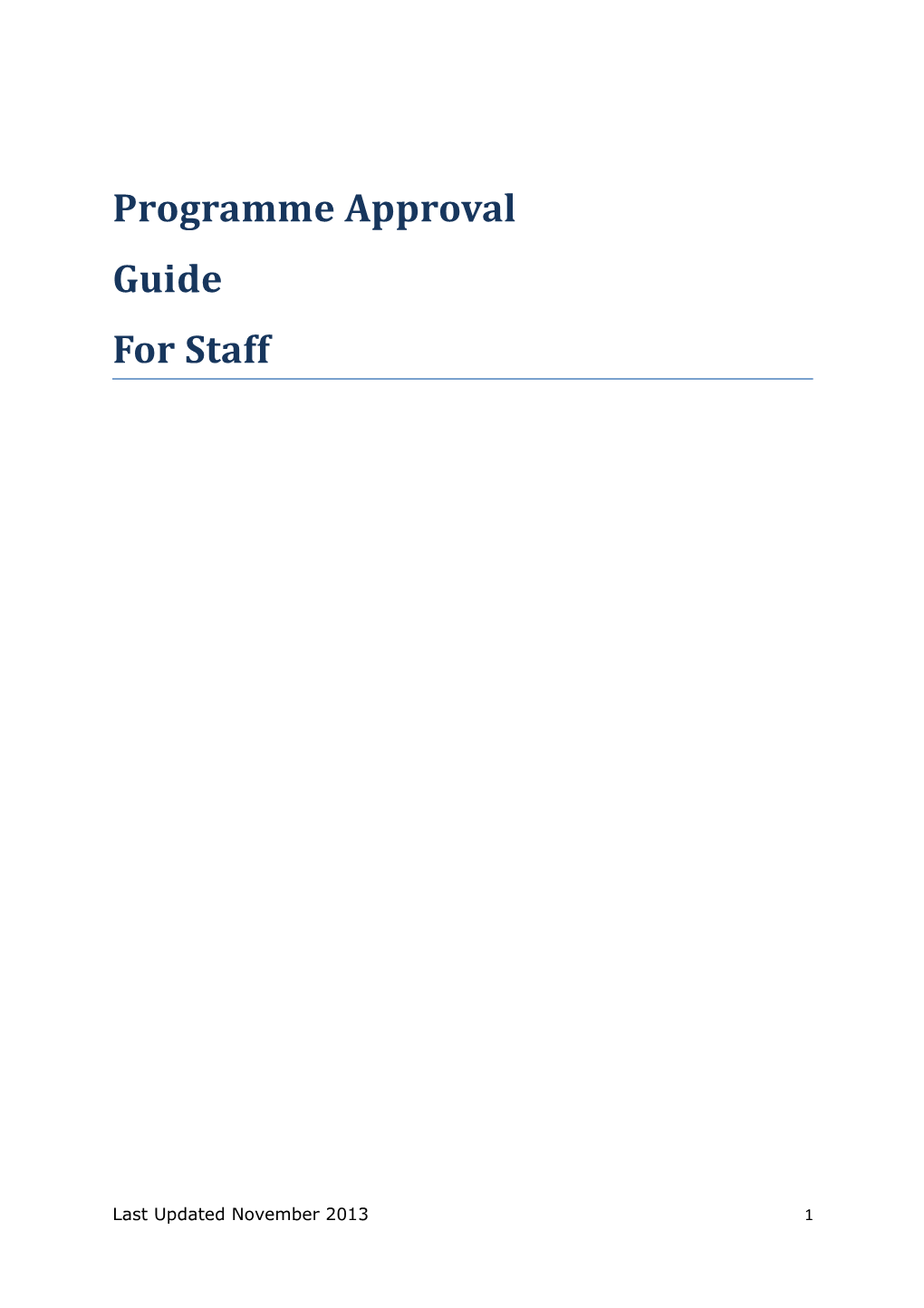 Programme Approval Guide