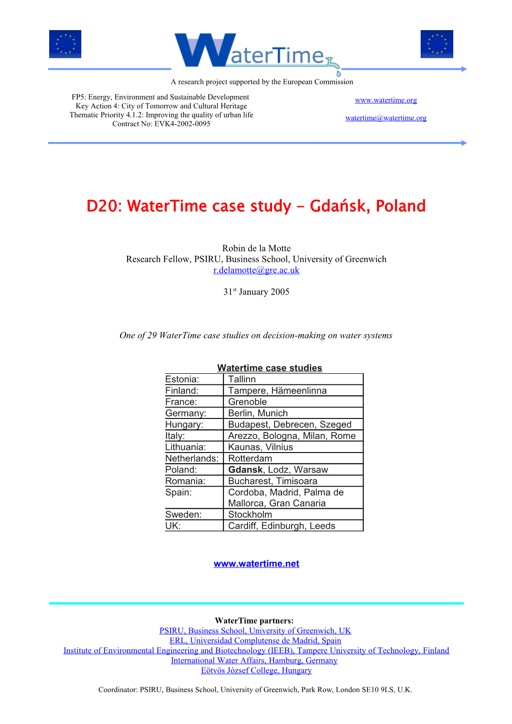 D20: Watertime Case Study - Gdańsk, Poland