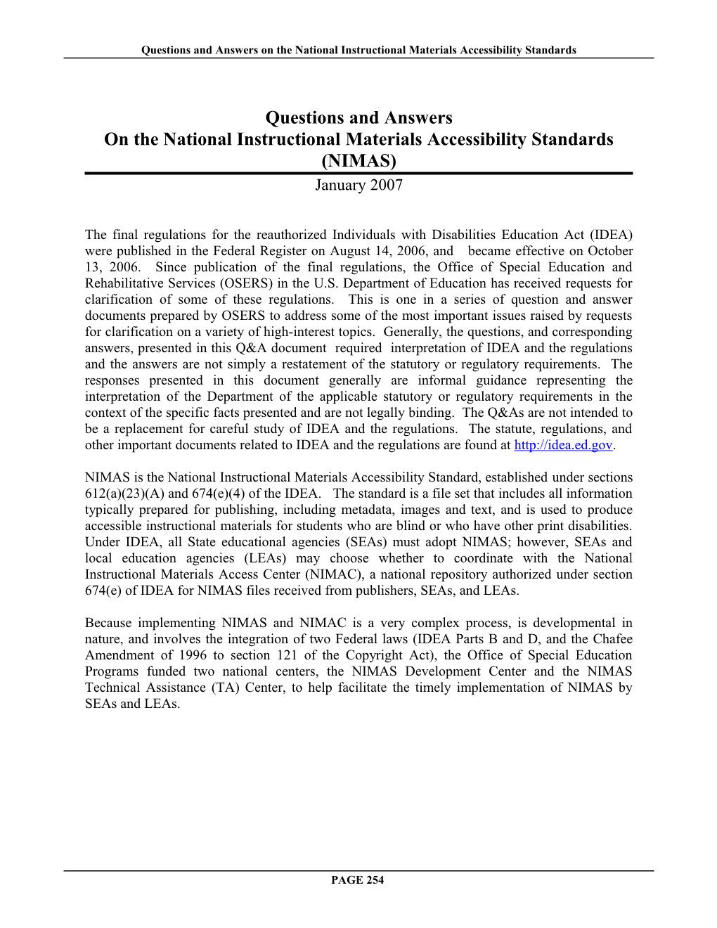 Questions and Answers on the National Instructional Materials Accessibility Standards