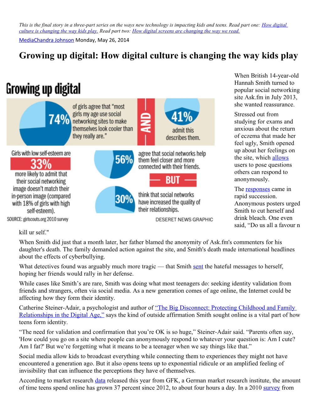 Growing up Digital: How Digital Culture Is Changing the Way Kids Play