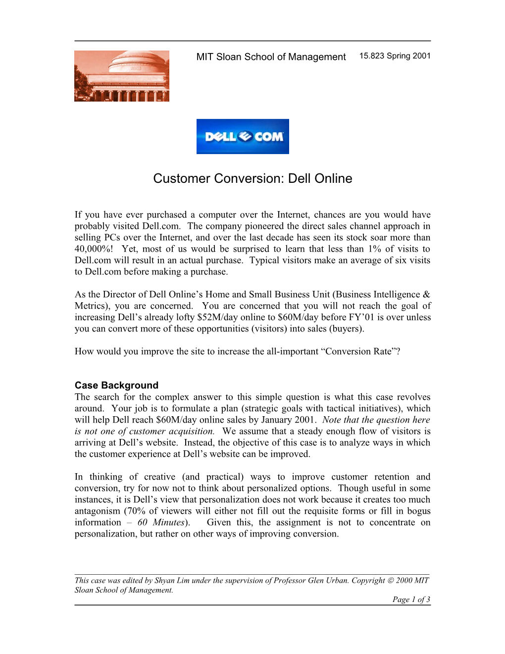 Dell Online: Customer Conversion