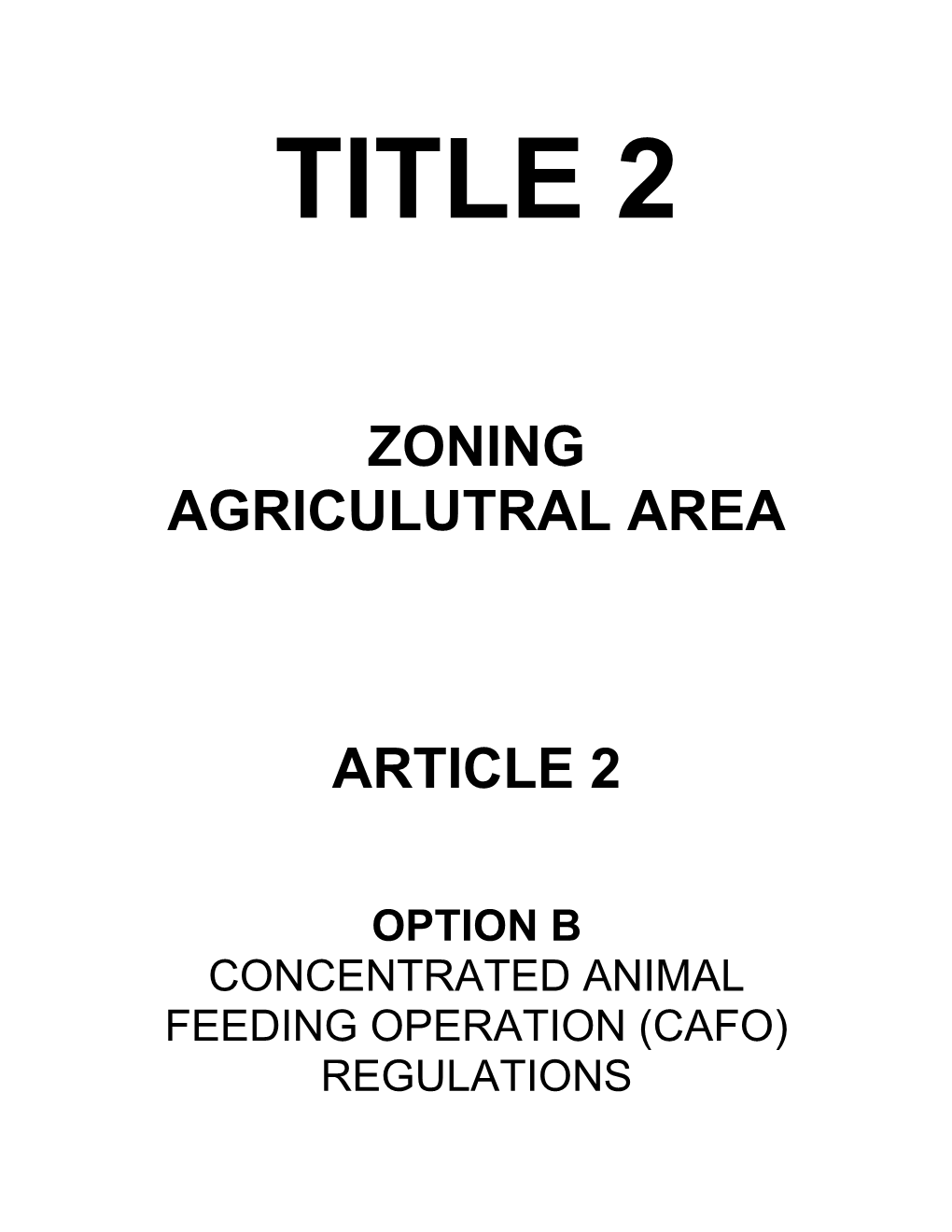 Concentrated Animal Feeding Operation (Cafo) Regulations