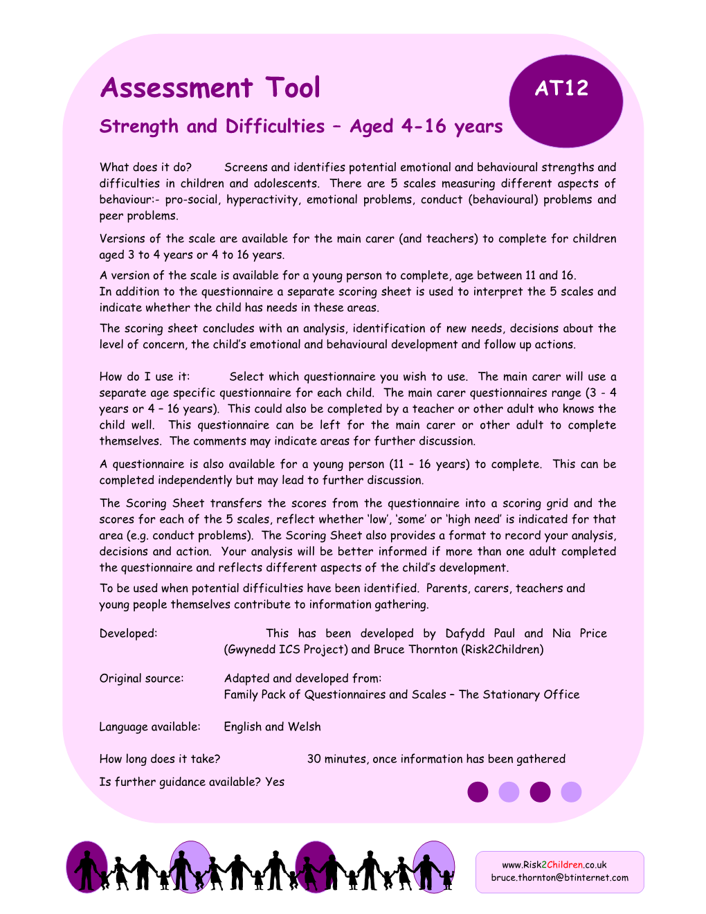 At12s Strength and Difficulties 4-16 Yrs - Questionnaire