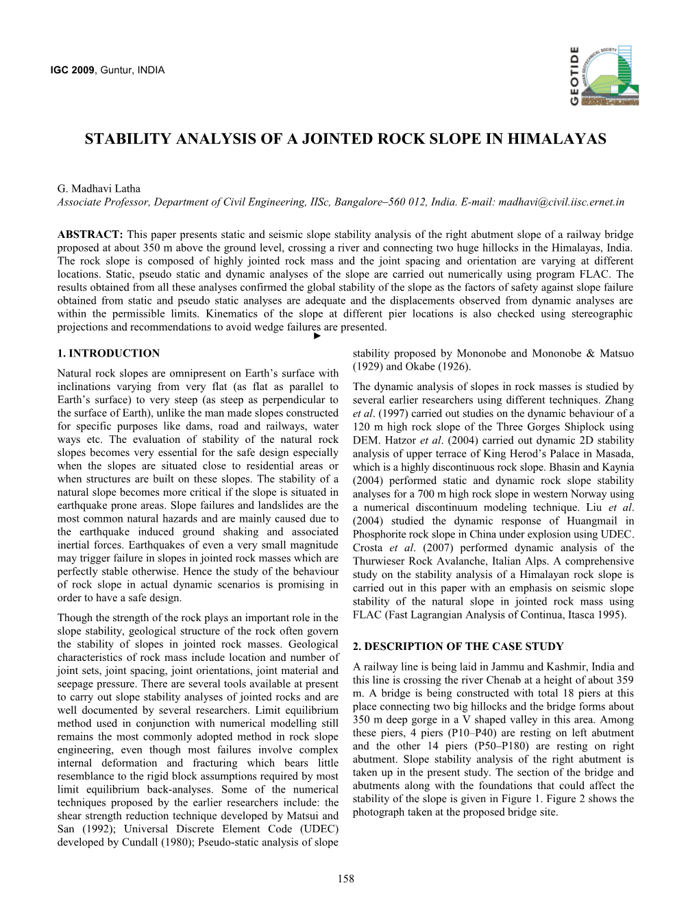 Stability Analysis of a Jointed Rock Slope in Himalayas