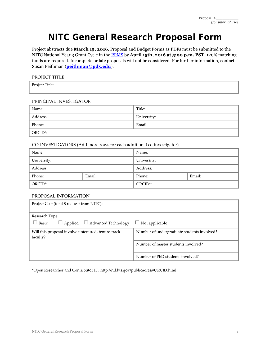 NITC General Researchproposal Form