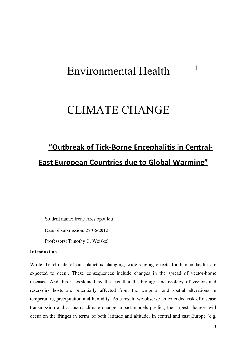 Outbreak of Tick-Borne Encephalitis in Central-East European Countries Due to Globalwarming