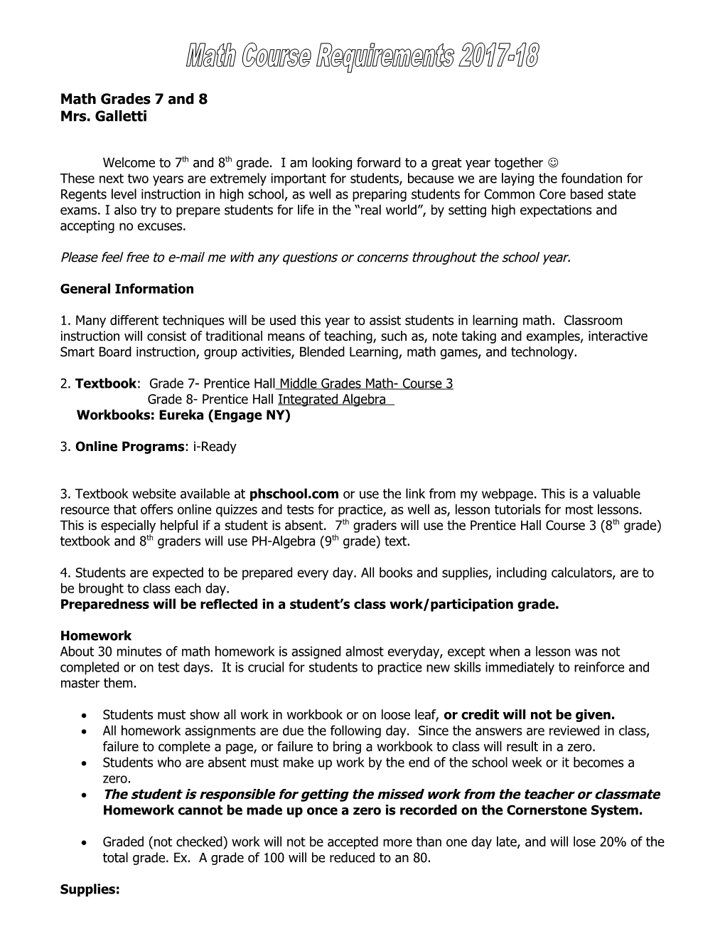 Course Requirements-Math Grades 7/8 2007-08