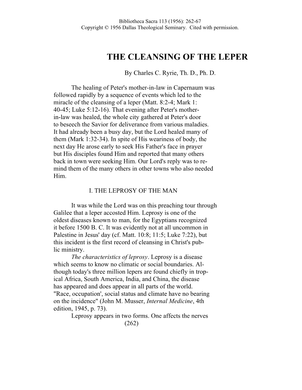 The Cleansing of the Leper