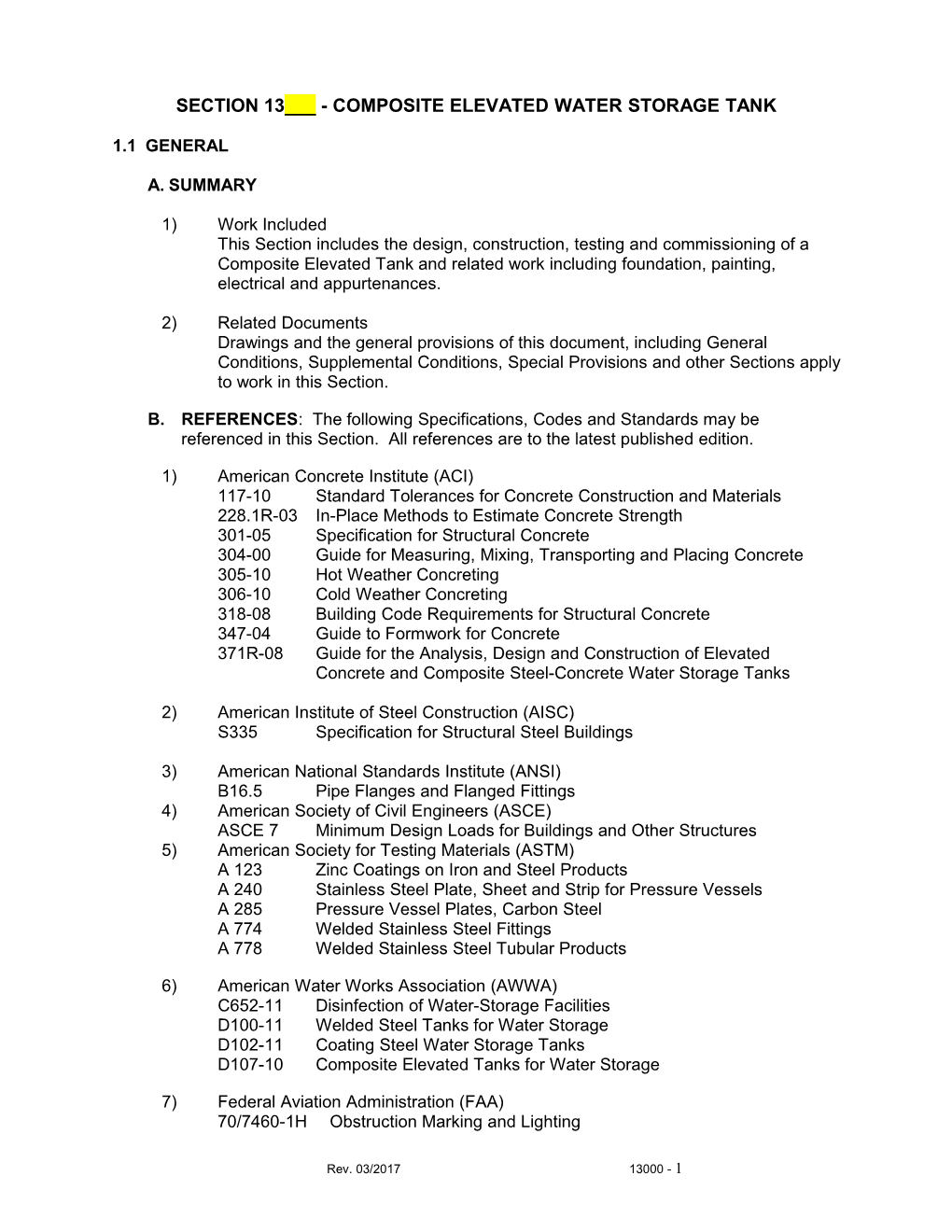 Composite Tank Specification