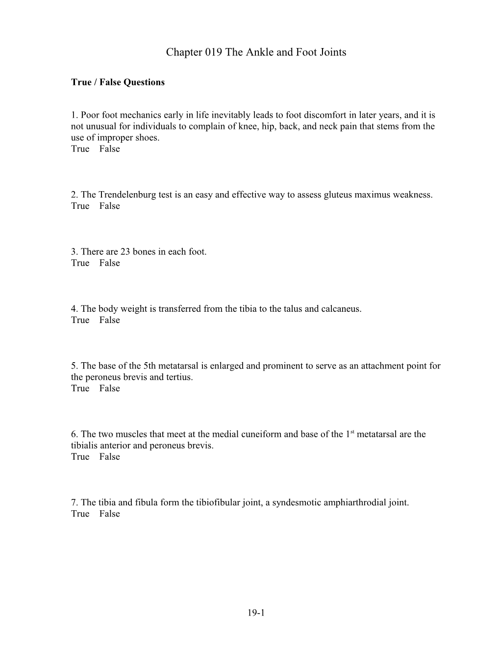 Chapter 019 the Ankle and Foot Joints