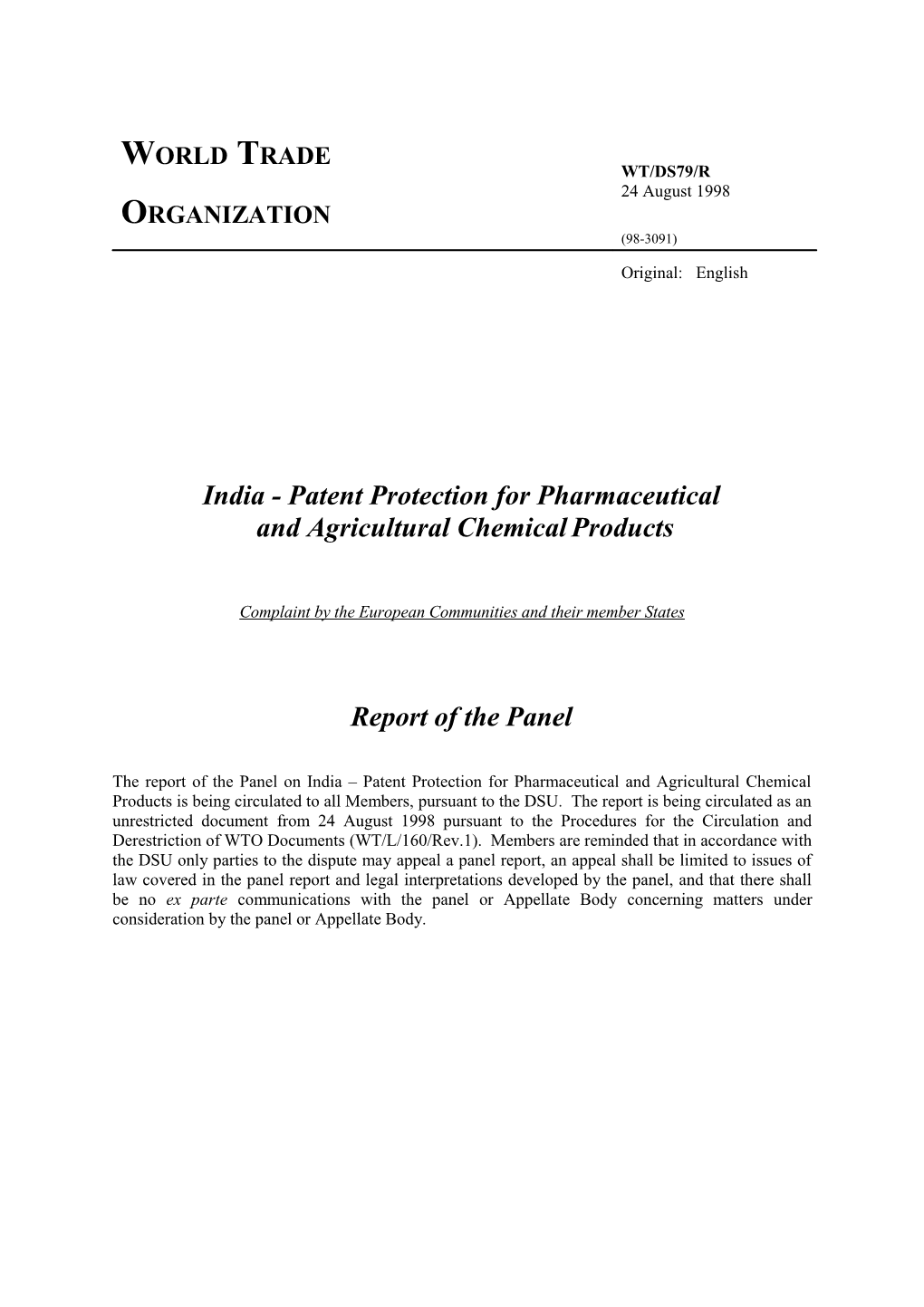 India - Patent Protection for Pharmaceutical