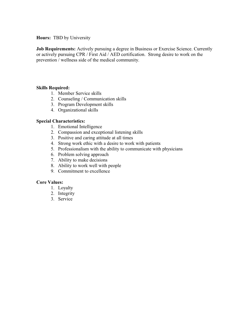 Intern Job Description Medical Referral Program