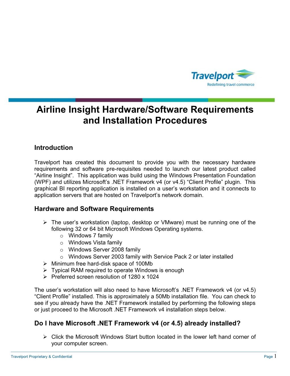 Airline Insight Hardware/Software Requirements and Installation Procedures