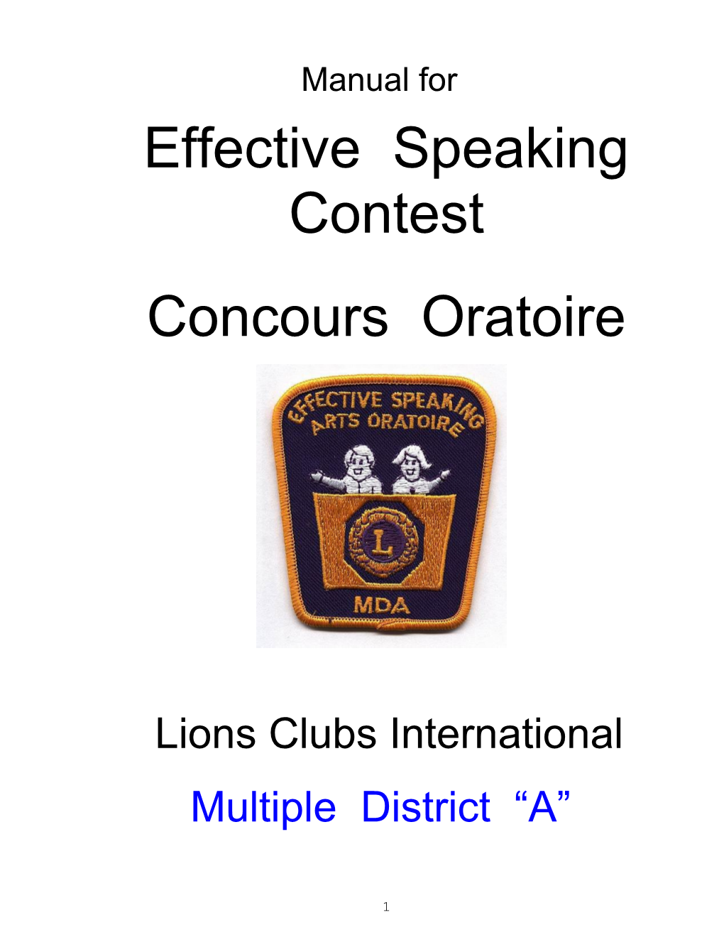 Effective Speaking Contest Manual
