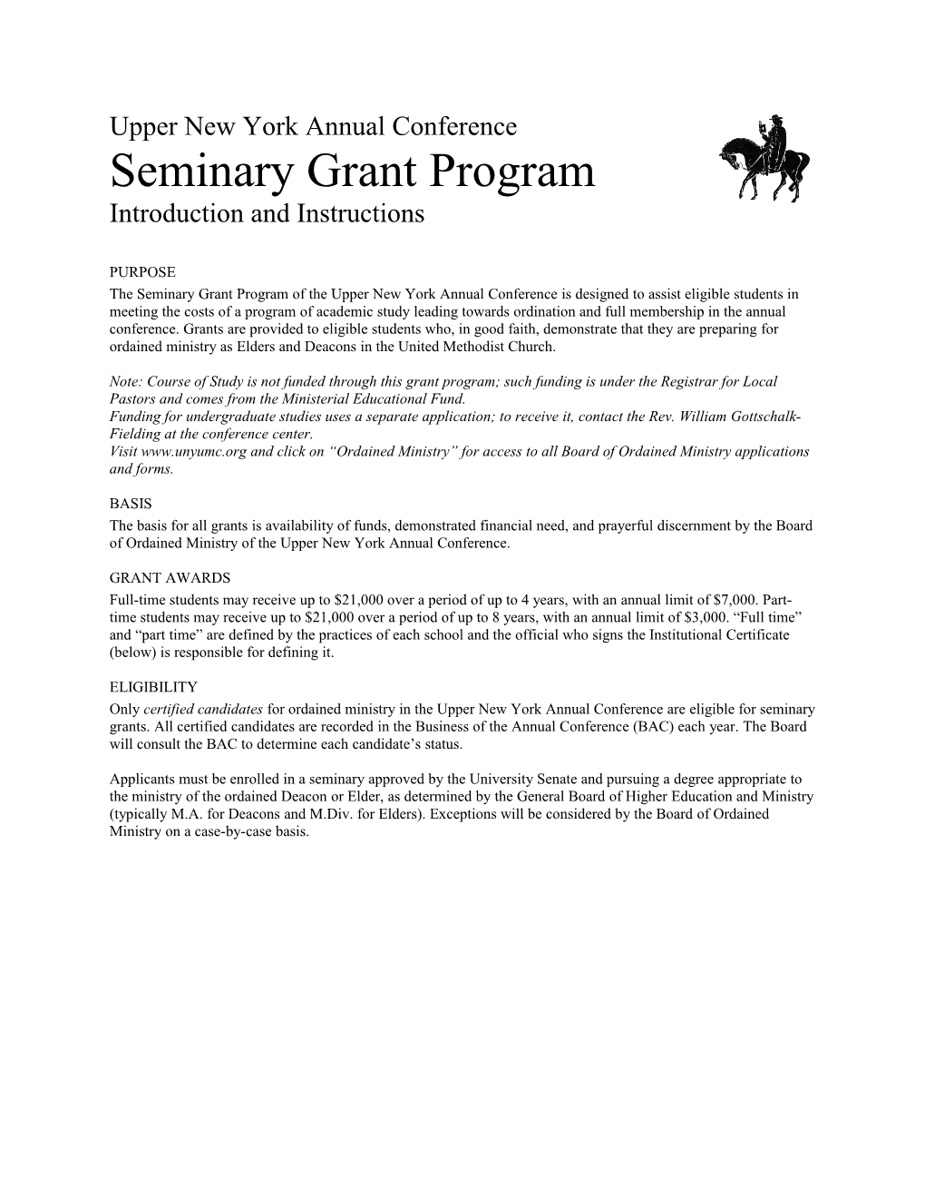 Seminary Grant Program
