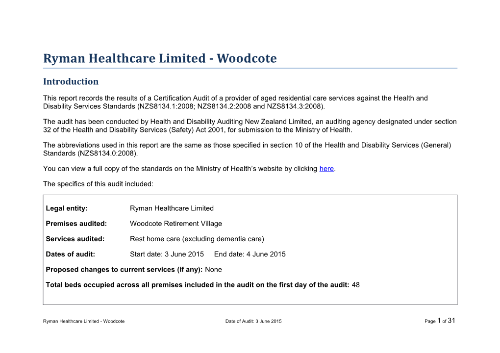 Ryman Healthcare Limited - Woodcote