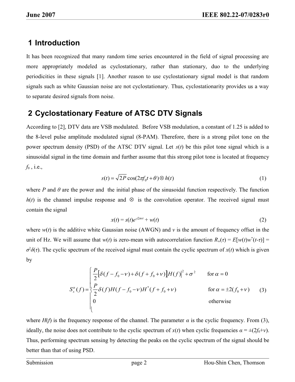 2Cyclostationary Featureof ATSC DTV Signals